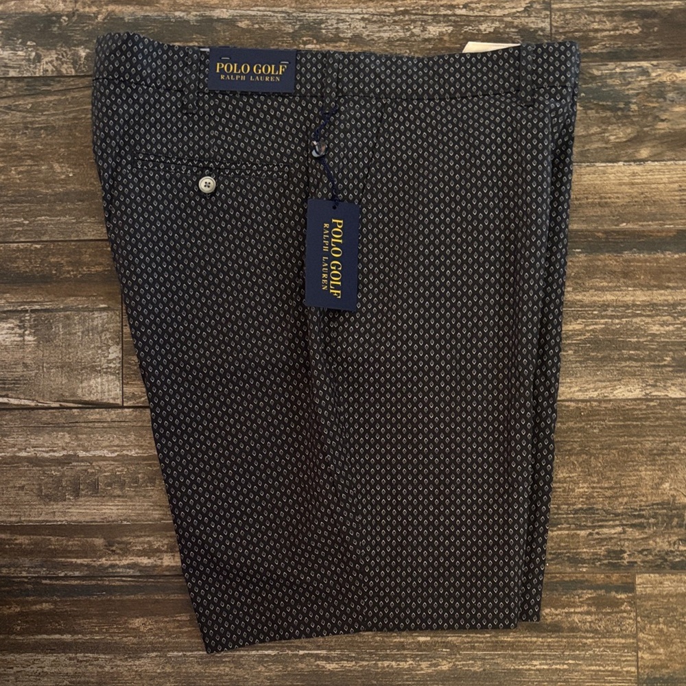 POLO GOLF Ralph Lauren Men's Black Patterned Flat Front Shorts